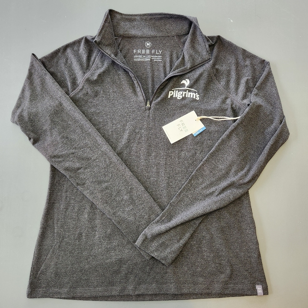NWT Free Fly Womens Bamboo Flex Quarter Zip Shirt UPF+ 50 Gray Sz Medium BRANDED